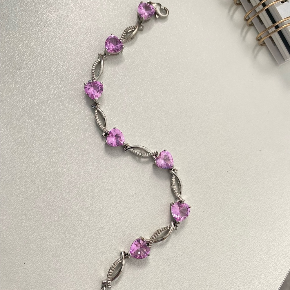 Pink Sapphire Sterling Silver Bracelet